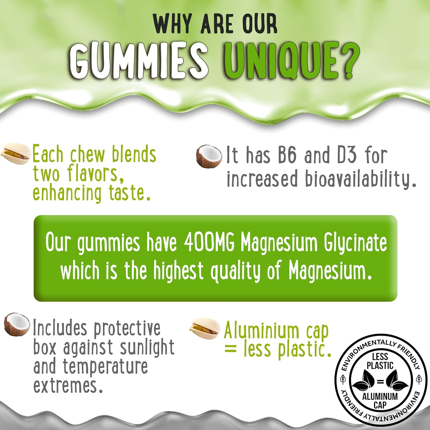 High Absorption Magnesium Glycinate Gummies 400MG with B6 & D3 - Sleep, Calm, Muscle Relaxation - Gelatin Free - 120 Count