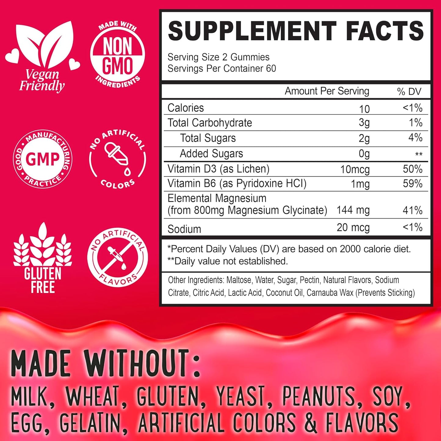 High Absorption Magnesium Glycinate Gummies 400MG for Sleep, Calm, & Muscle Relaxation - Kids, Teens, Adults - B6 & D3 - Gelatin Free - 120 Count