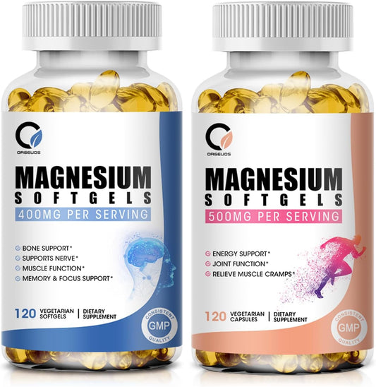 High Absorption Magnesium Glycinate Softgels for Energy and Joint Support - 120 Count Non-GMO Vegan Capsules for Men & Women - BoostGo Australia