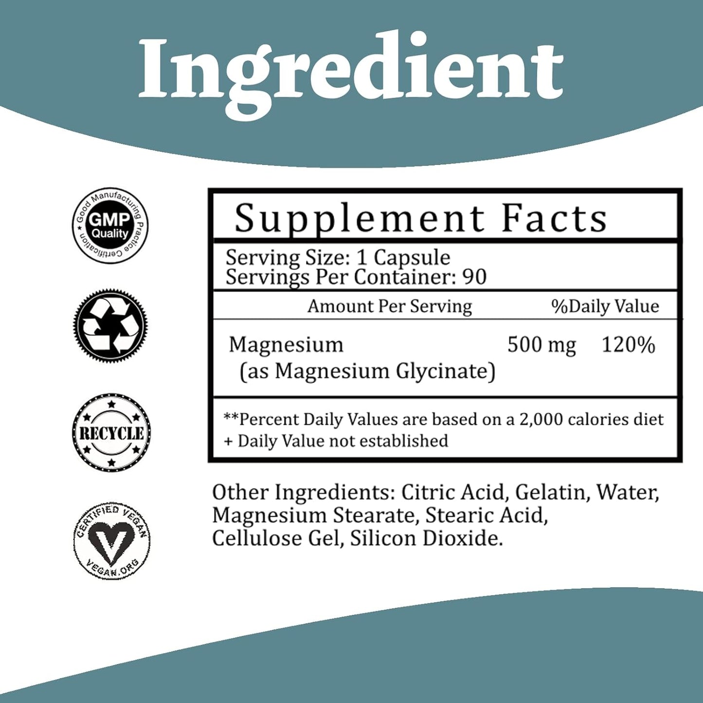 High Absorption Magnesium Glycinate Supplement - 500mg Chelated Mineral Capsules - 90 Count - Essential Magnesium Supplement - BoostGo Australia