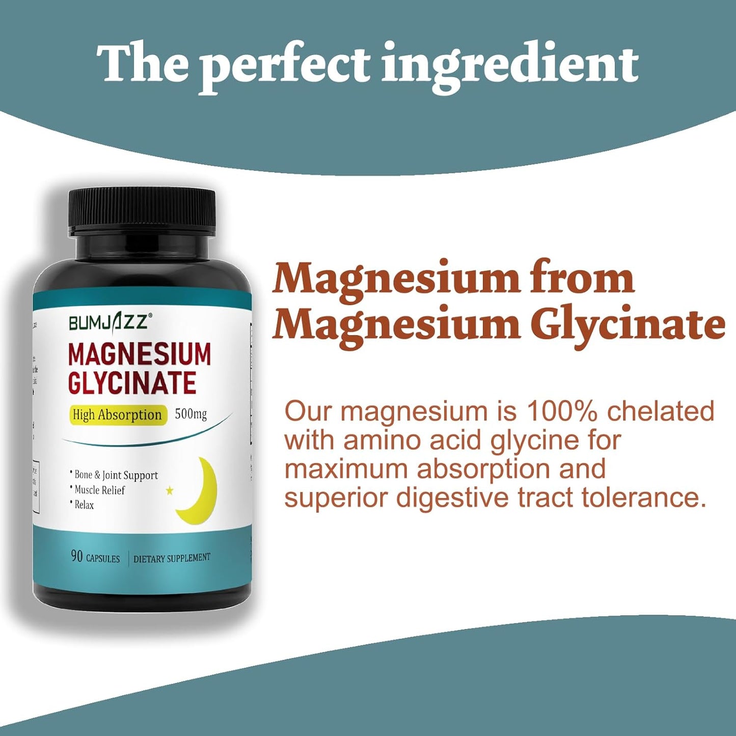 High Absorption Magnesium Glycinate Supplement - 500mg Chelated Mineral Capsules - 90 Count - Essential Magnesium Supplement - BoostGo Australia