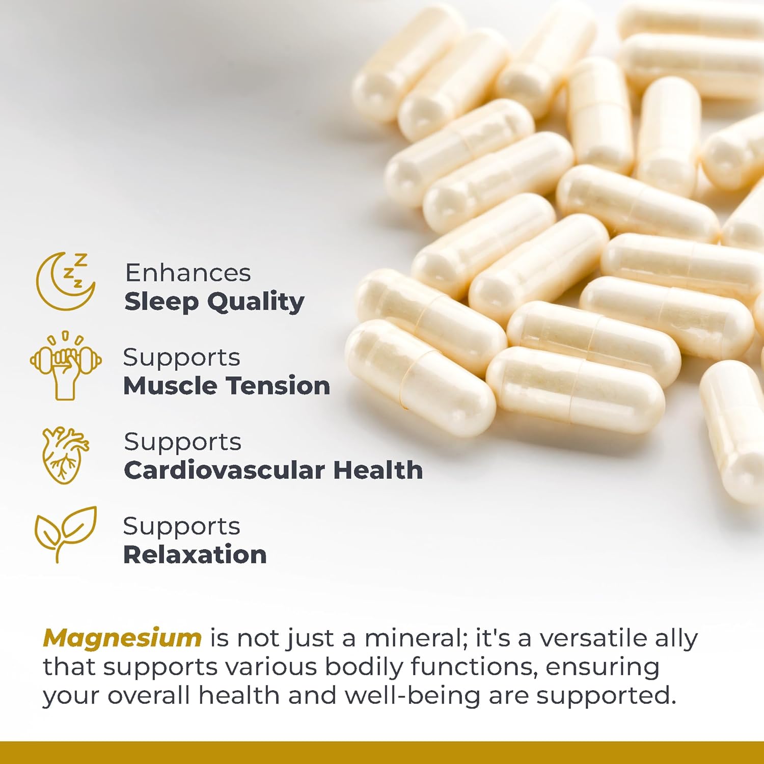 High Absorption Magnesium Glycinate Supplement - Pure, Chelated, Vegan, 90 Capsules - Supports Sleep Quality and Energy Levels