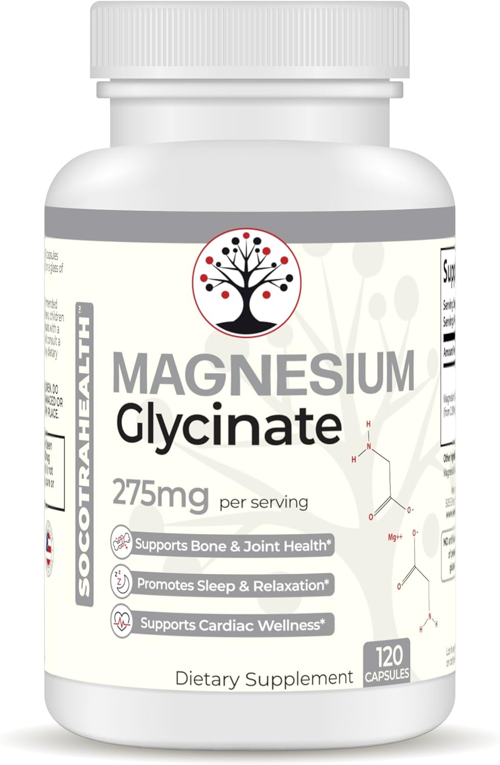 High Absorption Magnesium Glycinate Supplement for Sleep, Relaxation, Bone & Joint Health - Supports Cardiac Wellness - Chelated - 120 Vegan Capsules