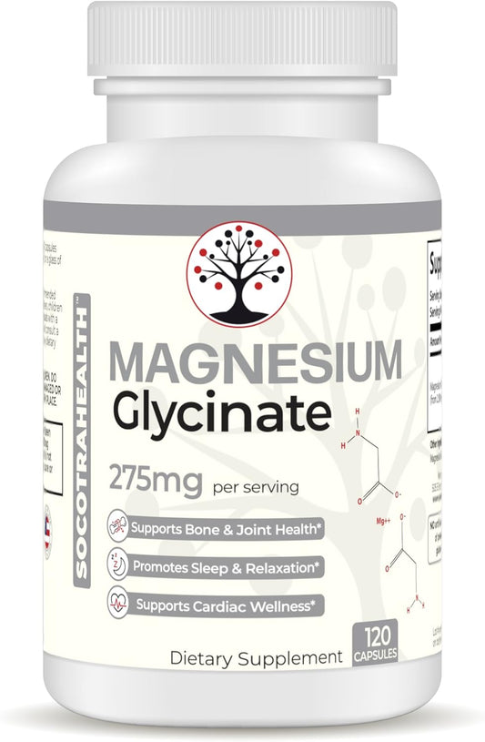 High Absorption Magnesium Glycinate Supplement for Sleep, Relaxation, Bone & Joint Health - Supports Cardiac Wellness - Chelated - 120 Vegan Capsules