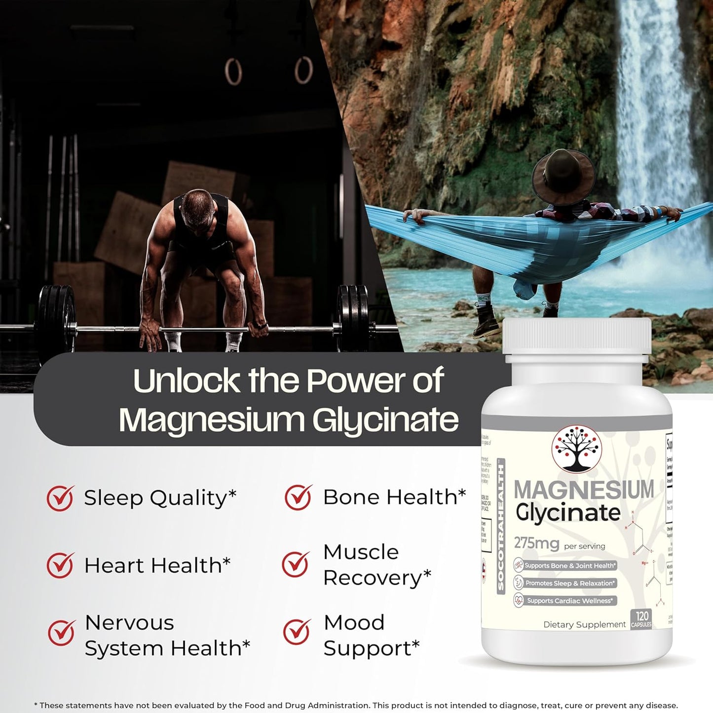 High Absorption Magnesium Glycinate Supplement for Sleep, Relaxation, Bone & Joint Health - Supports Cardiac Wellness - Chelated - 120 Vegan Capsules