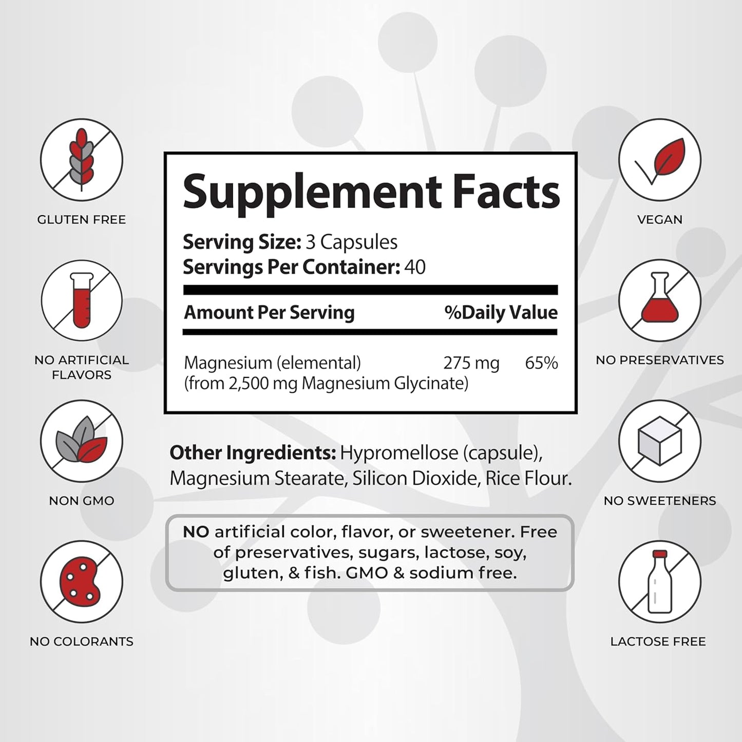 High Absorption Magnesium Glycinate Supplement for Sleep, Relaxation, Bone & Joint Health - Supports Cardiac Wellness - Chelated - 120 Vegan Capsules