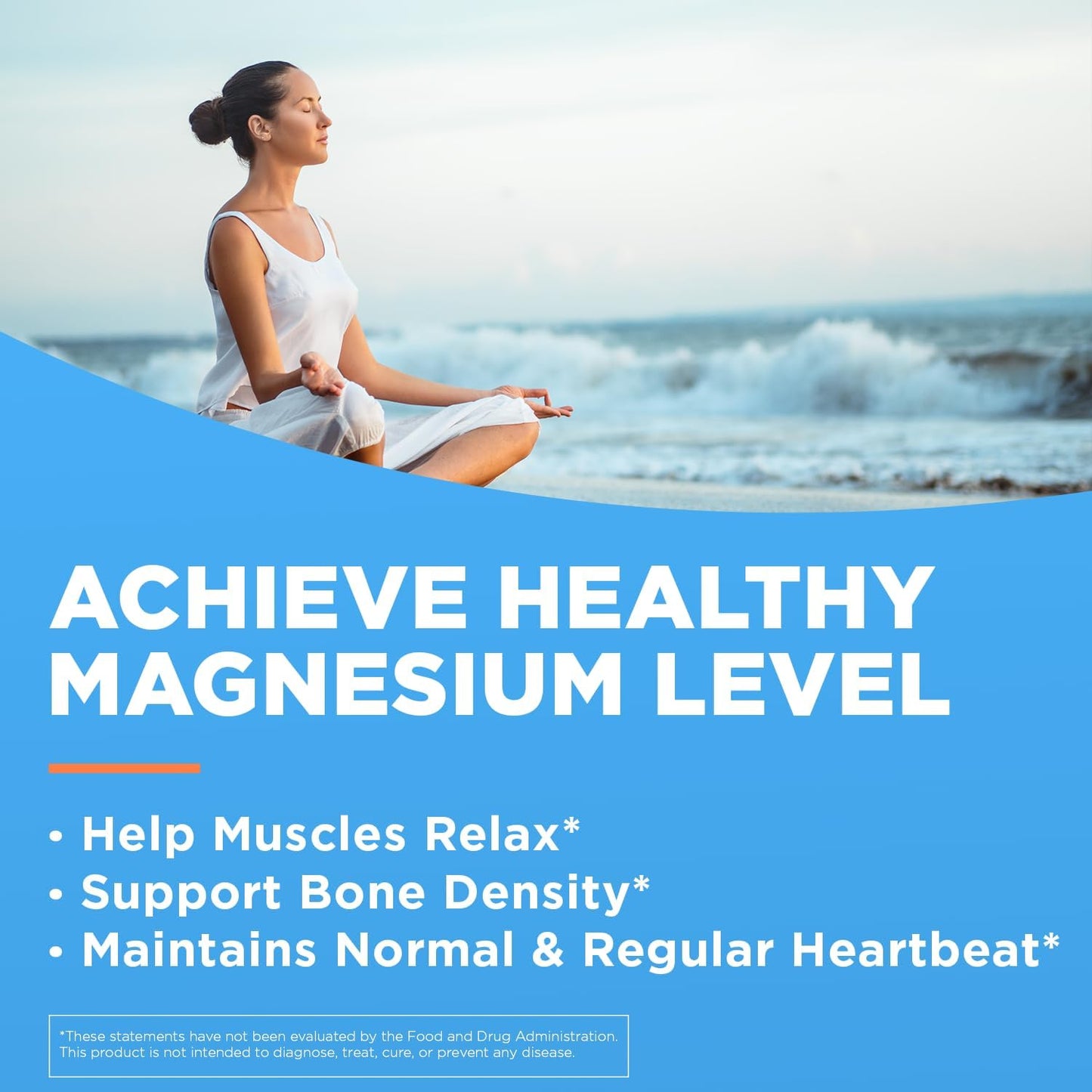 High Absorption Magnesium Glycinate Supplement for Stress Relief, Sleep, Heart Health - 120 Capsules