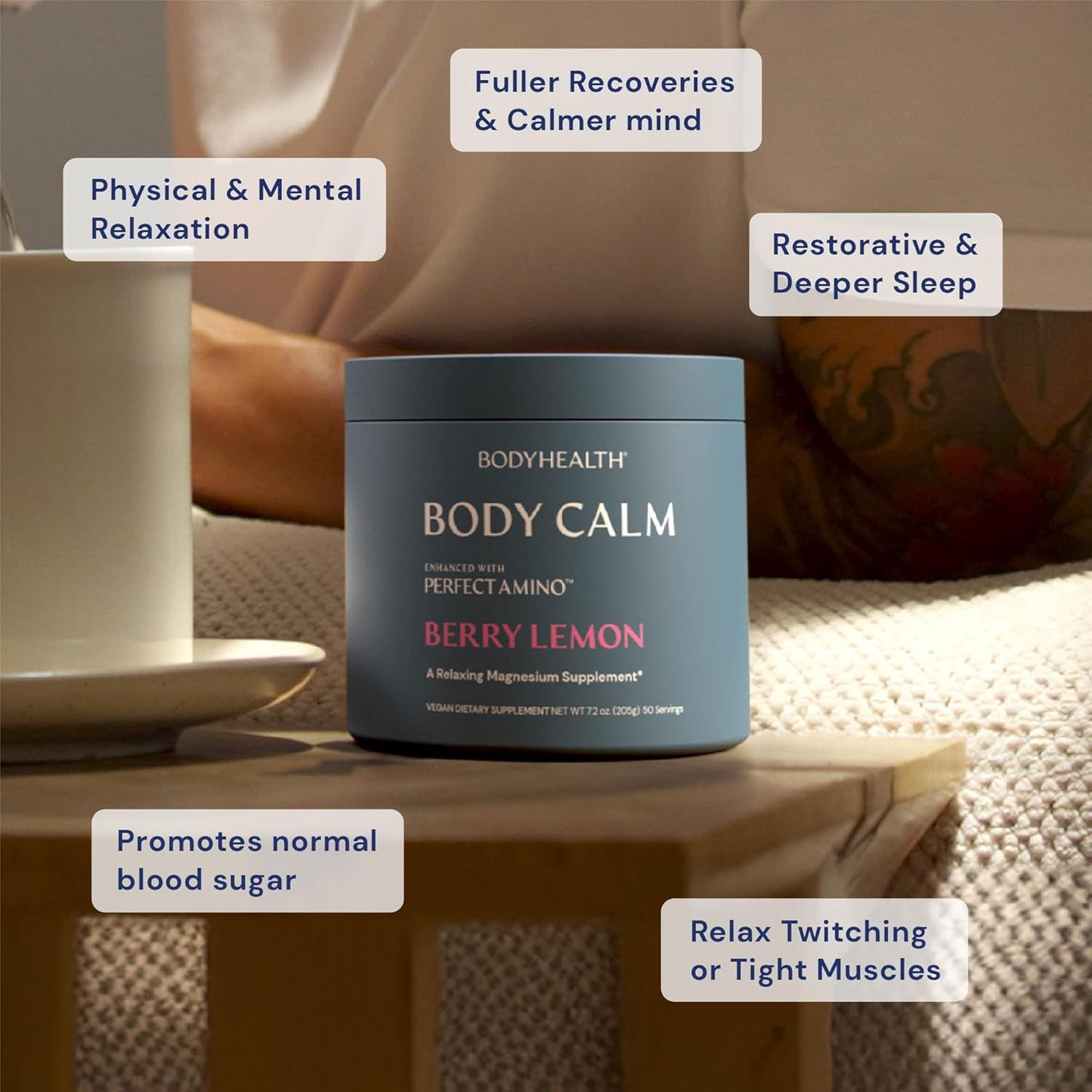 High Absorption Magnesium Powder with PerfectAmino for Sleep Support - Berry Lemon Flavor - 50 Servings