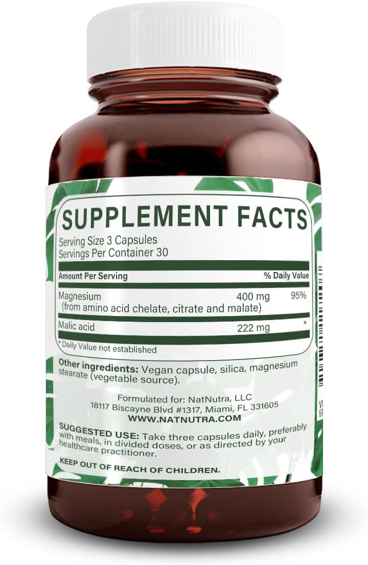 High Absorption Mega Magnesium 400mg Supplement for Muscle Growth, Bone Strength, Heart Health - 180 Capsules - Natural Nutra