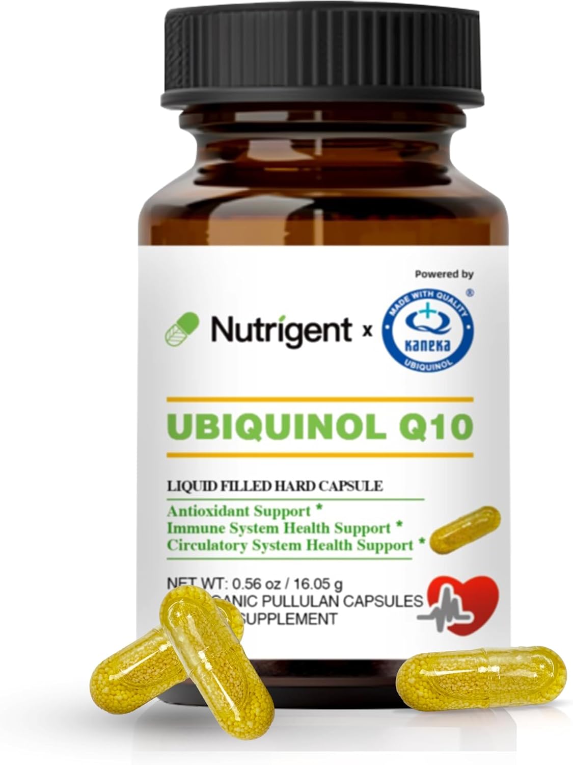 High Absorption Nutrigent Ubiquinol CoQ10 75 mg Liquid Capsules - Organic Heart Health & Energy Production Antioxidant Supplement - 30 Count
