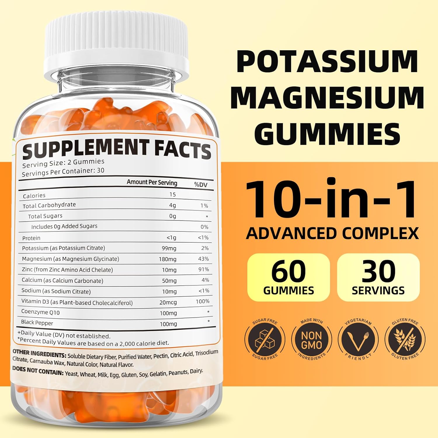High Absorption Potassium Magnesium Gummies for Adults - 120 Count, Sugar-Free & Vegan Orange Flavor Supplement for Leg Cramps & Immune Health by GrnLife