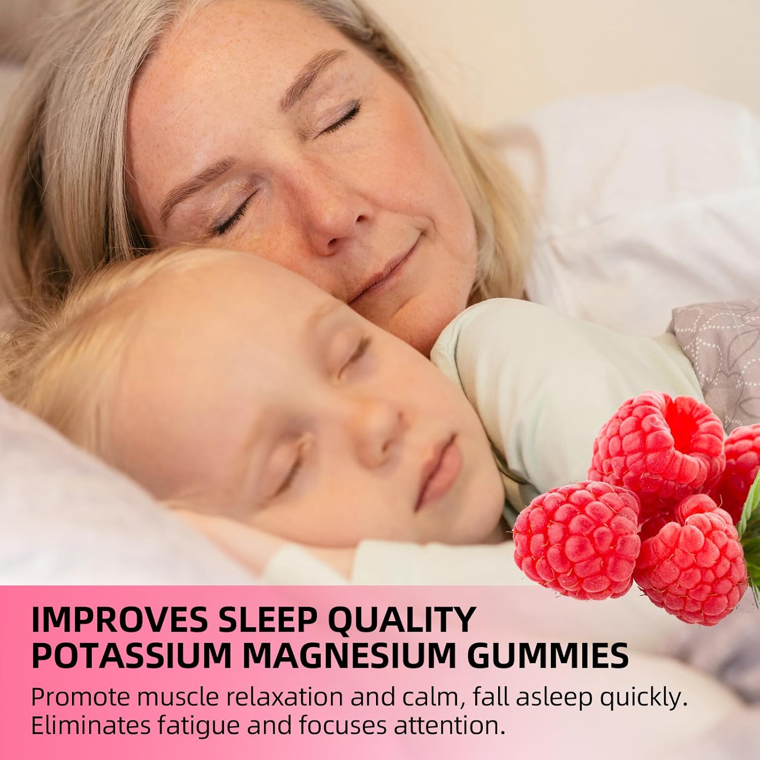 High Absorption Potassium Magnesium Gummy Supplement for Immune & Muscle Health - 60 Count, Raspberry Flavors, Sugar-Free - Adults & Kids