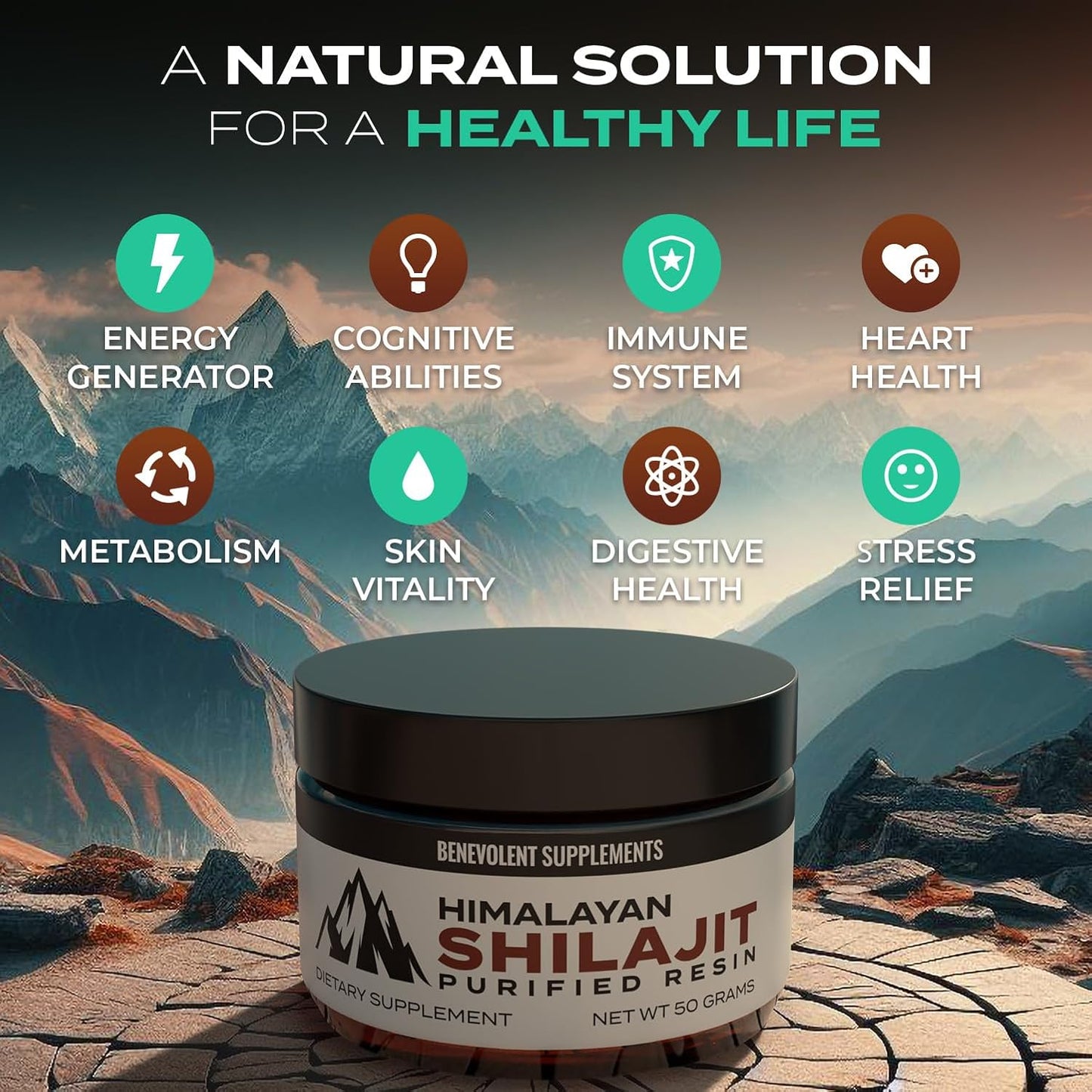 High Absorption Premium Magnesium Glycinate and Himalayan Shilajit Resin Capsules - 8 Months Supply with Chelated Buffered Glycinate Formula for Energy and Immune Support