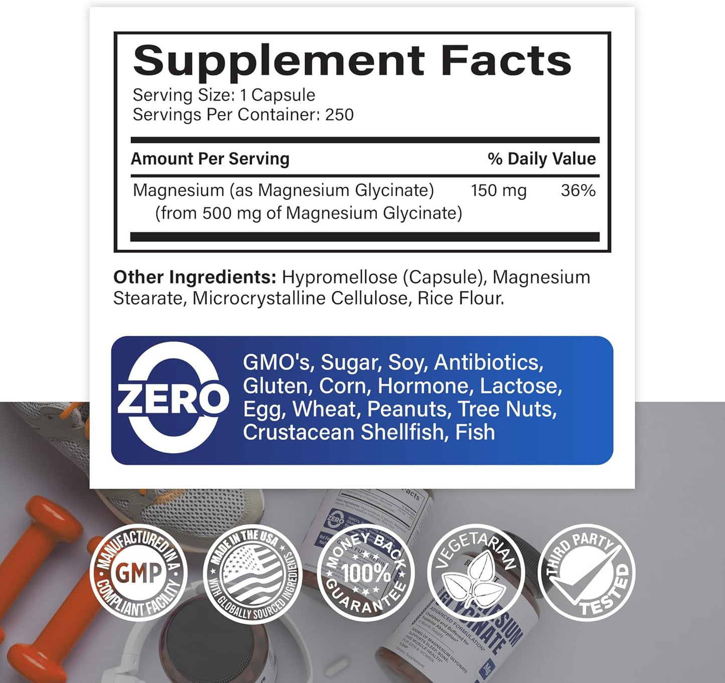 High Absorption Premium Magnesium Glycinate and Himalayan Shilajit Resin Capsules - 8 Months Supply with Chelated Buffered Glycinate Formula for Energy and Immune Support