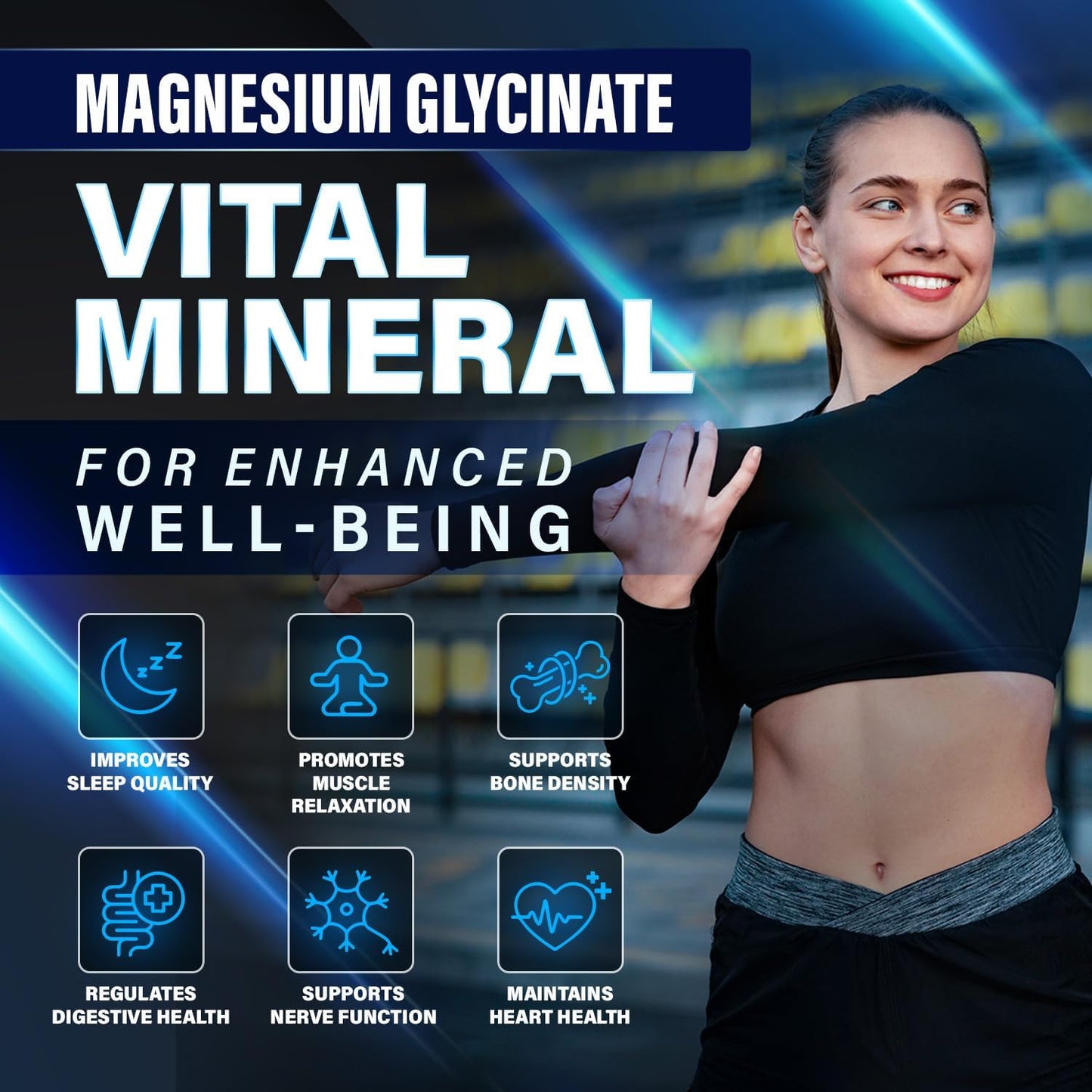 High Absorption Premium Magnesium Glycinate Capsules - 500mg Buffered Chelated Formula for Digestion, Bone, Sleep & Muscle Health - 120 Capsules - Made in USA