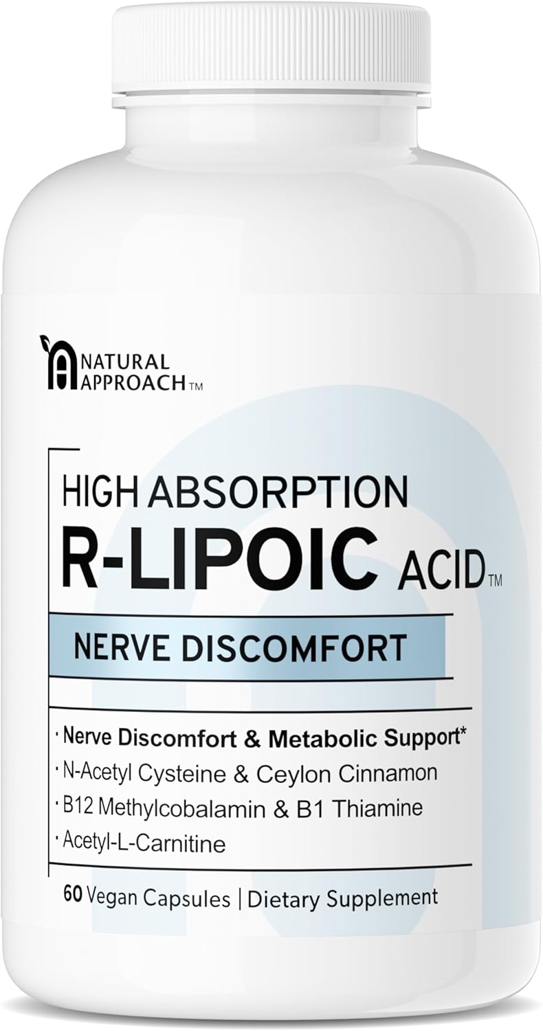 High Absorption R-Lipoic Acid Capsules for Nerve Health & Healthy Aging - Vegan 60ct - Supports Cardiovascular Health & Wellbeing