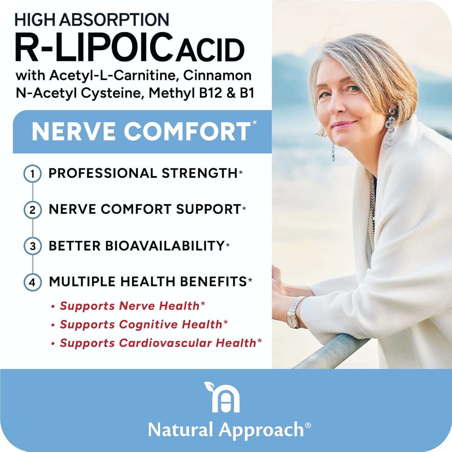 High Absorption R-Lipoic Acid Capsules for Nerve Health & Healthy Aging - Vegan 60ct - Supports Cardiovascular Health & Wellbeing