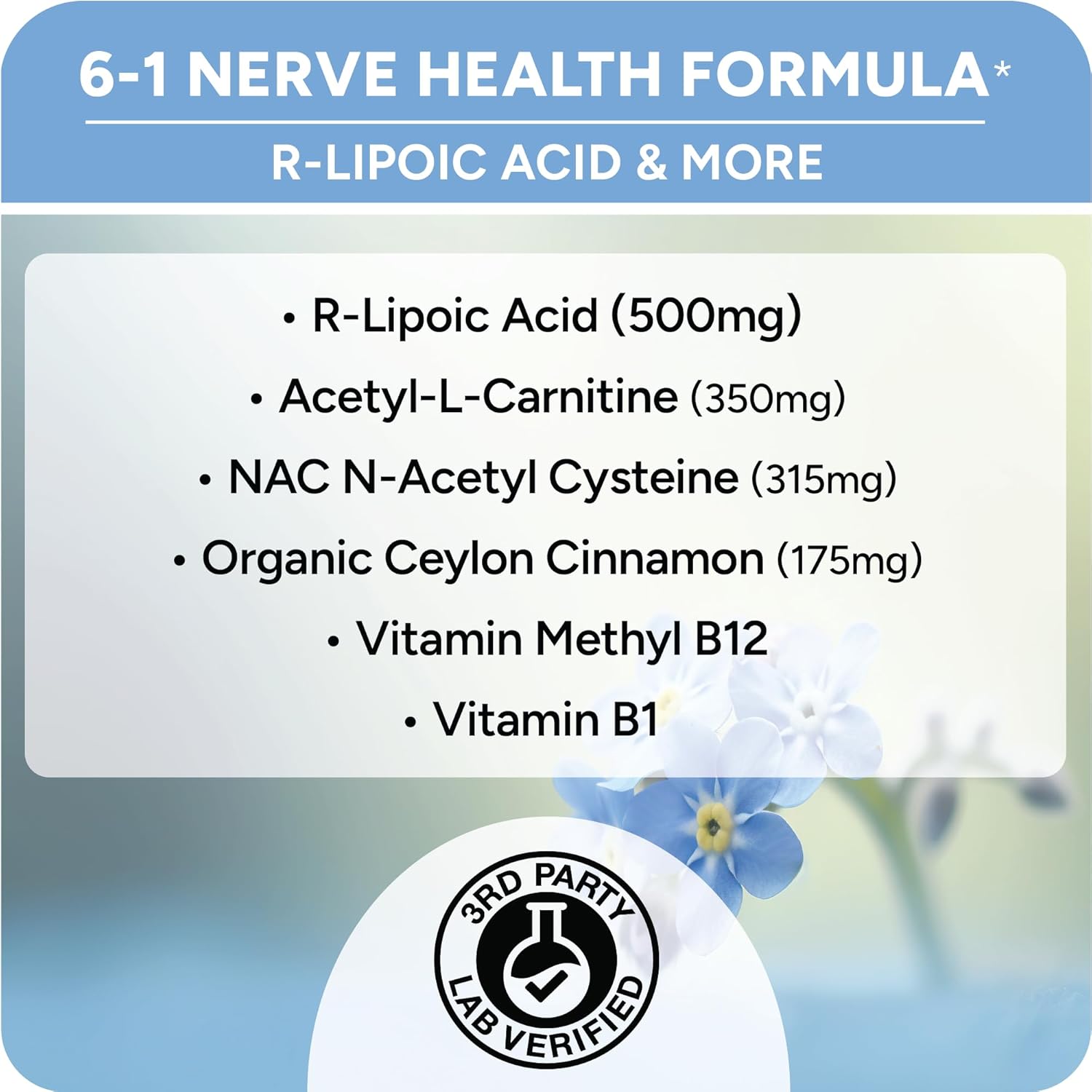 High Absorption R-Lipoic Acid Capsules for Nerve Health & Healthy Aging - Vegan 60ct - Supports Cardiovascular Health & Wellbeing