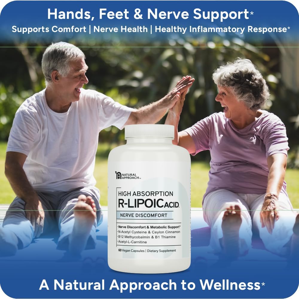 High Absorption R-Lipoic Acid Capsules for Nerve Health & Healthy Aging - Vegan 60ct - Supports Cardiovascular Health & Wellbeing