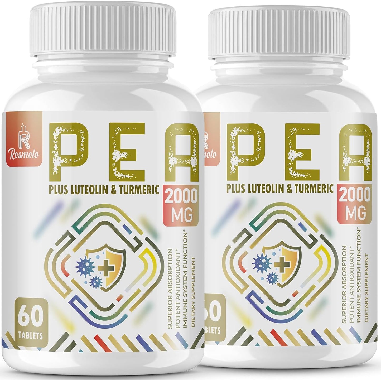 High Absorption Rosmolo 1500 MG Palmitoylethanolamide with Luteolin & Turmeric - Micronized Pea Supplement for Discomfort - 120 Tablets, USA Made