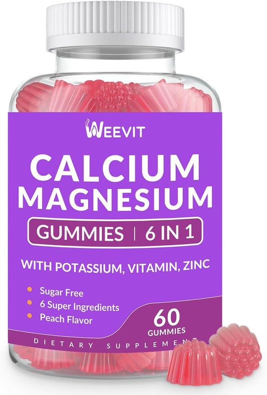 High Absorption Sugar Free Calcium Gummies with Vitamin D3 for Bone, Teeth, and Muscle - 600mg Calcium Magnesium Zinc Gummies with Potassium