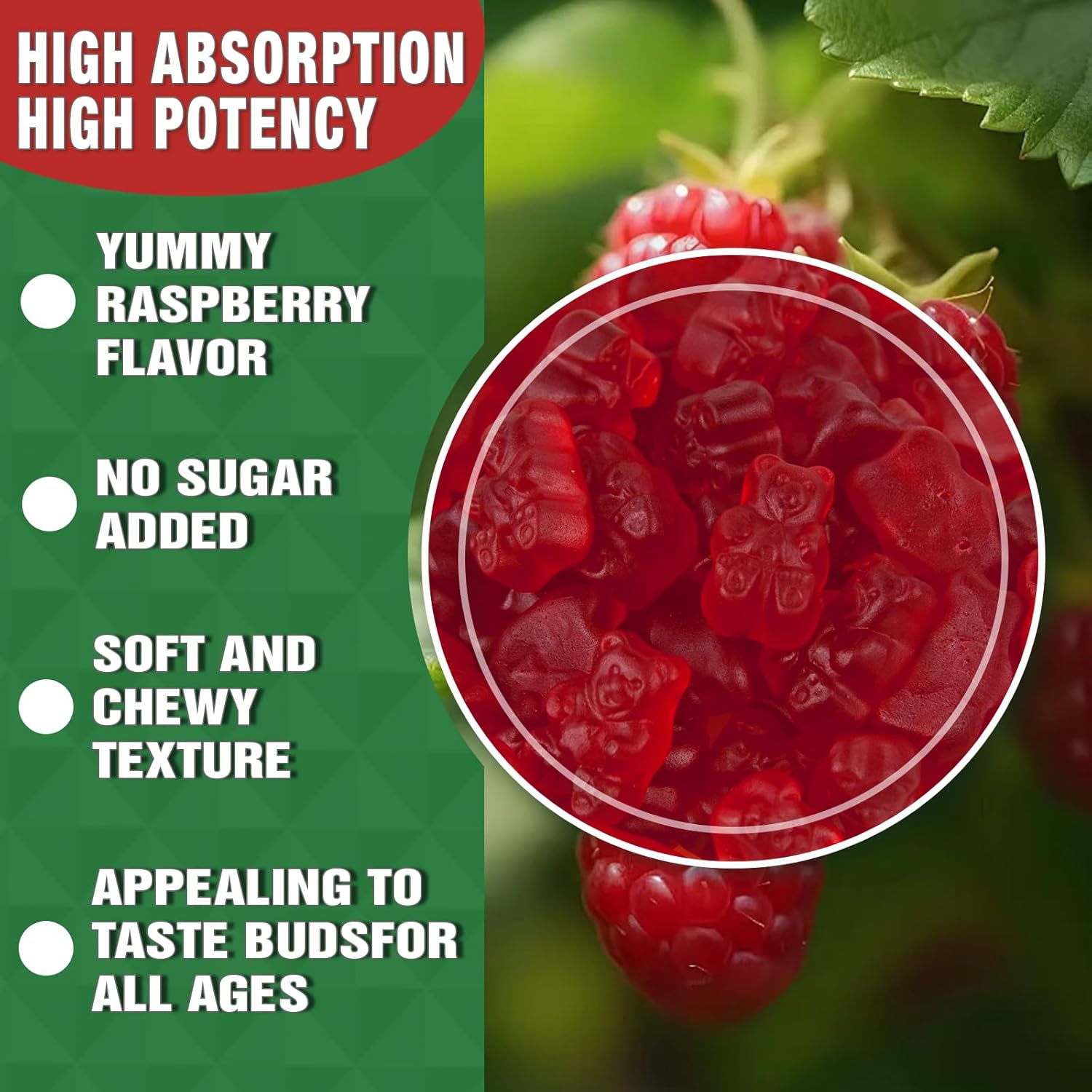 High Absorption Sugar-Free Calcium Magnesium Zinc Gummies with Vitamin D3 - Vegan Raspberry Supplement for Bone and Muscle Strength - 2 Pack