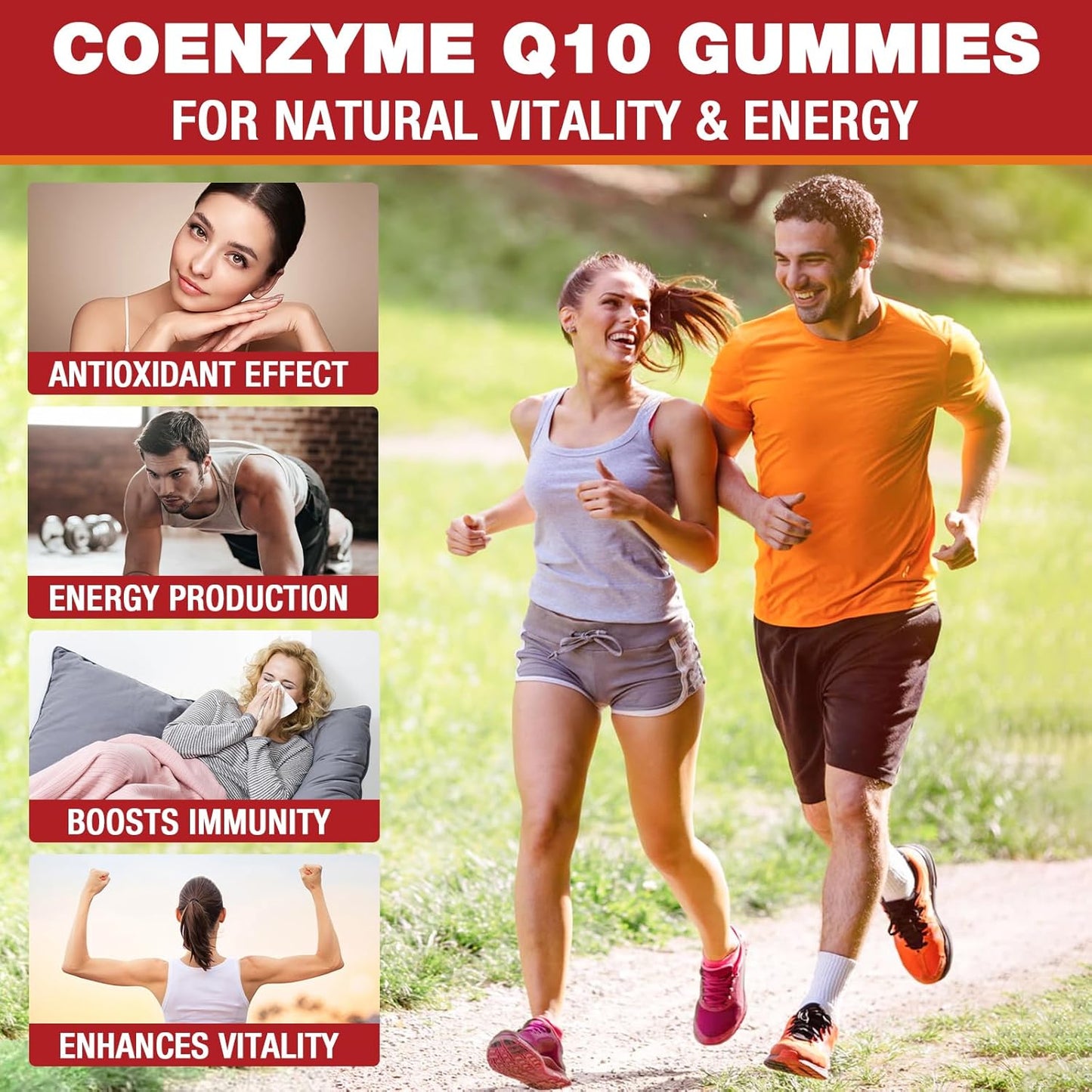 High Absorption Sugar-Free CoQ10 Gummies 3000 mg with Omega-3, Vitamin B3 & Zinc - Vegan Antioxidant Support Supplement for Cellular Energy - 60 Count