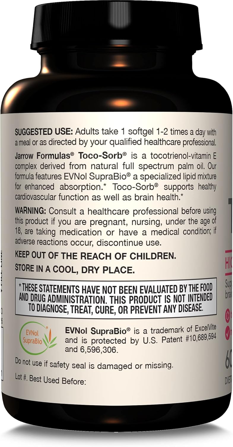 High Absorption Tocotrienol-Tocopherol Complex for Cardiovascular Health & Brain Function, 60 Softgels