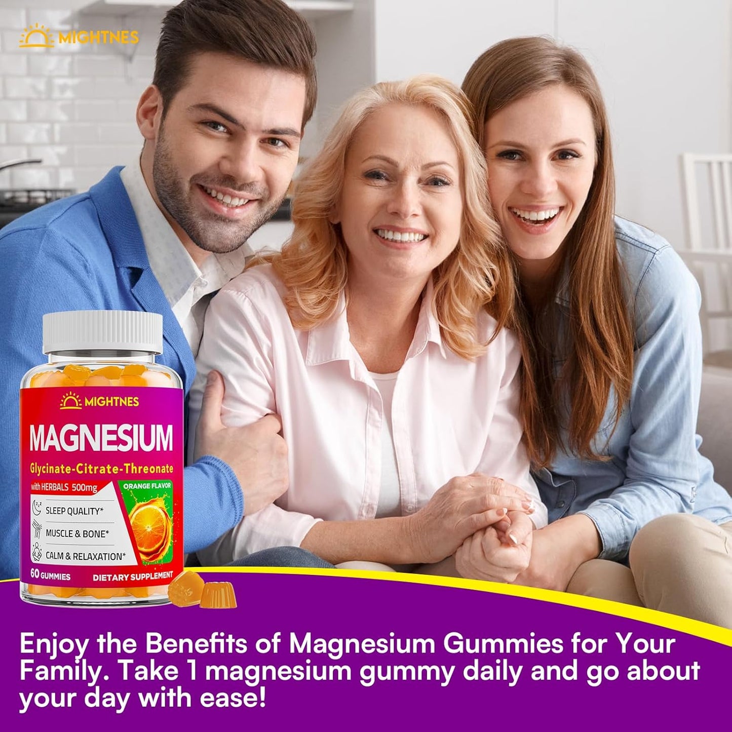 High Absorption Triple Magnesium Complex Gummies with Ashwagandha for Adults - 1500mg - 660 Gummies