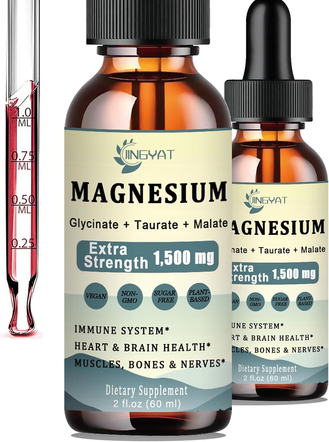 High Absorption Triple Magnesium Complex Liquid Drops with CoQ10, Zinc, and Vitamin D3 for Muscle, Nerve, and Energy Support - 1500mg Magnesium Glycinate, Taurate, and Malate Formula