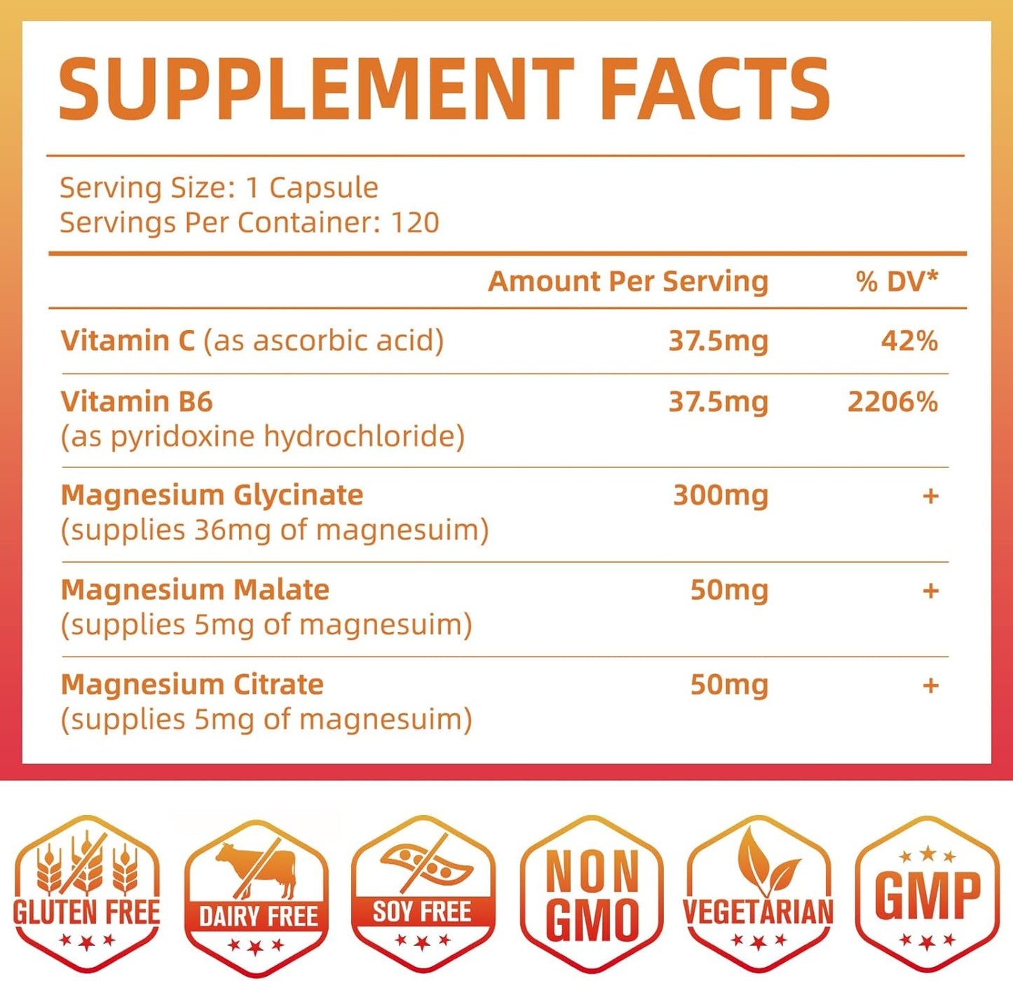 High Absorption Triple Magnesium Complex with Vitamin C and B6 - 400mg Magnesium Glycinate, Malate & Citrate for Muscles, Nerves, and Energy - 120 Capsules for Women & Men