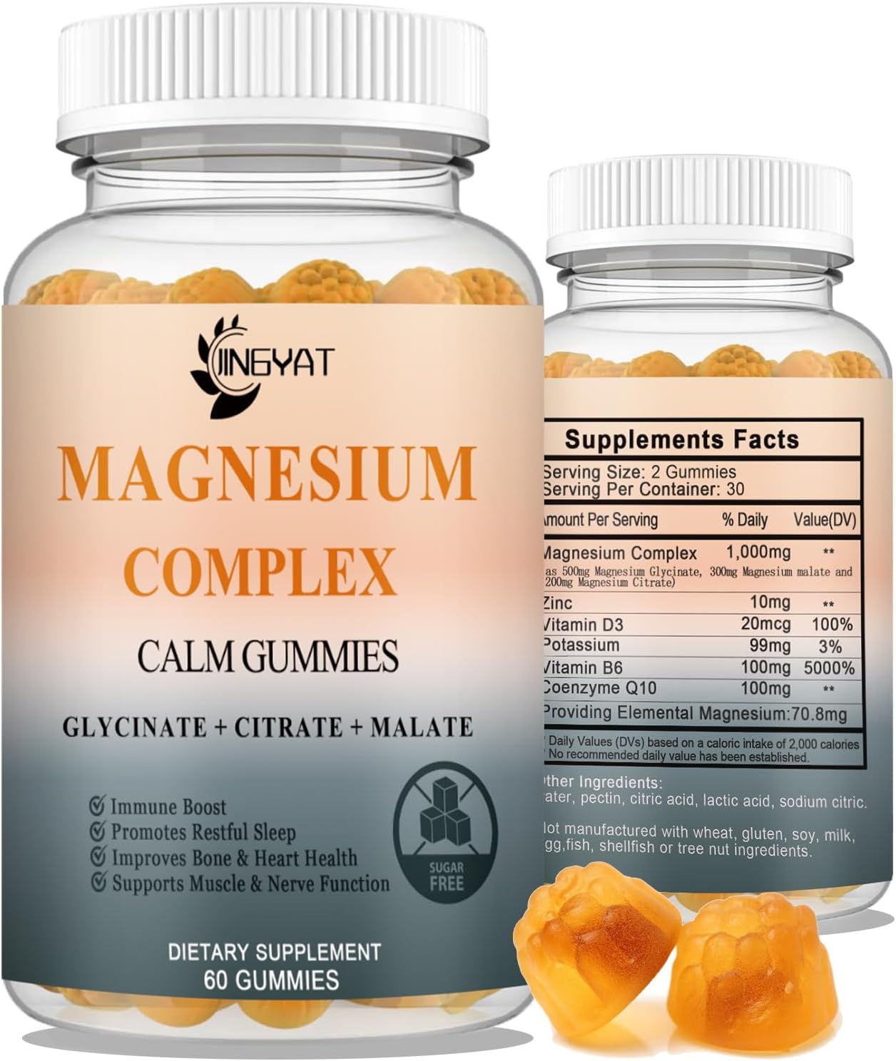 High Absorption Triple Magnesium Gummies with Vitamin D and Zinc - Chelated Forms for Potency, Coq10 Supplement included