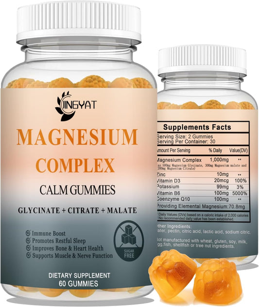 High Absorption Triple Magnesium Gummies with Vitamin D and Zinc - Chelated Forms for Potency, Coq10 Supplement included