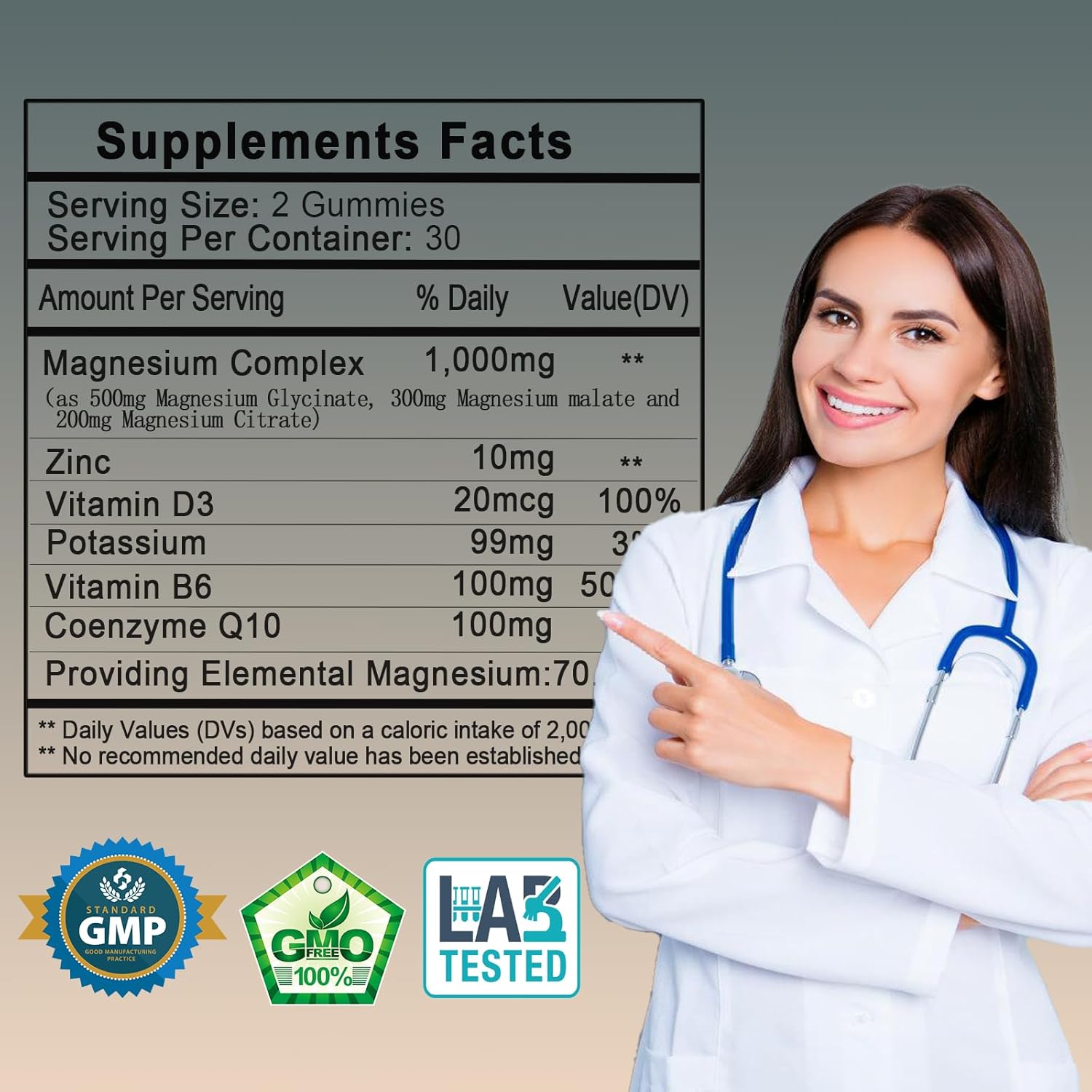 High Absorption Triple Magnesium Gummies with Vitamin D and Zinc - Chelated Forms for Potency, Coq10 Supplement included