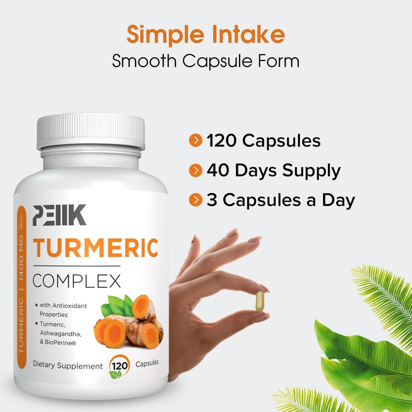 High Absorption Turmeric Curcumin Capsules with BioPerine & Ashwagandha - 95% Curcuminoids - Joint Support - 120 Caps