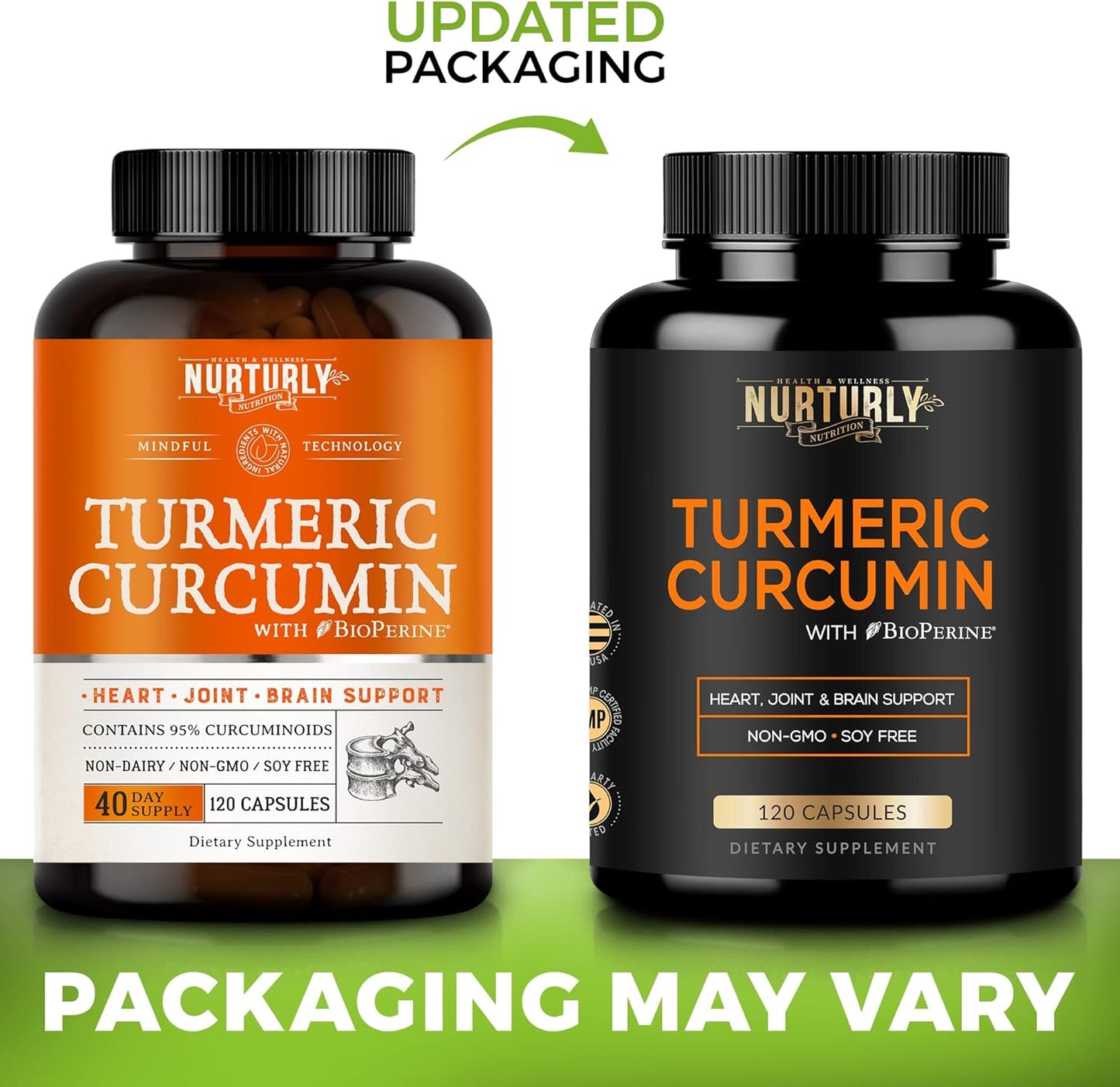 High Absorption Turmeric Curcumin with BioPerine Black Pepper - 95% Curcuminoids - 1300mg - 120 Capsules - Non-GMO, Gluten Free - Heart Health Support