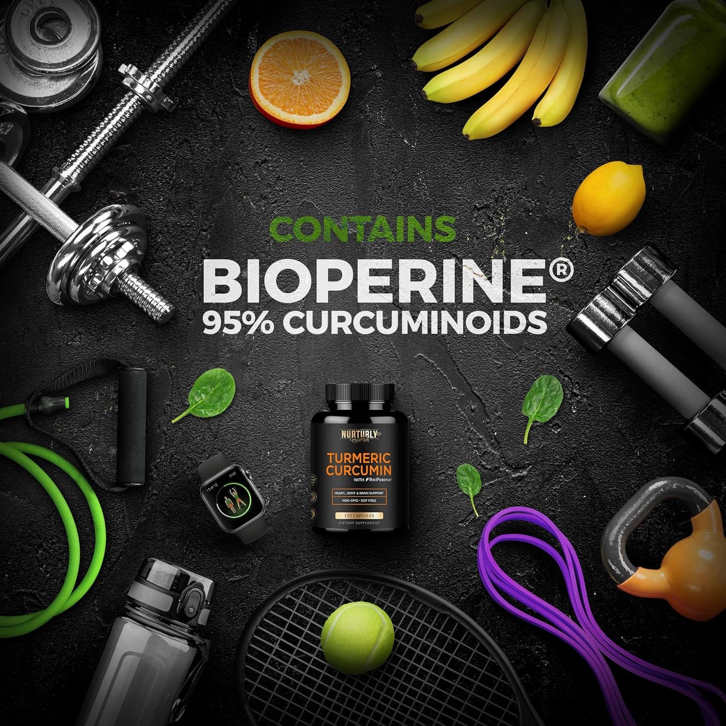 High Absorption Turmeric Curcumin with BioPerine Black Pepper - 95% Curcuminoids - 1300mg - 120 Capsules - Non-GMO, Gluten Free - Heart Health Support