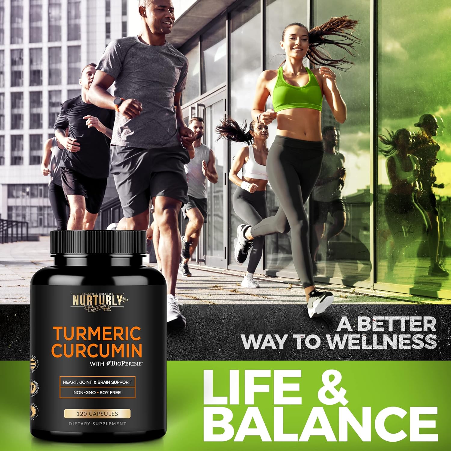 High Absorption Turmeric Curcumin with BioPerine Black Pepper - 95% Curcuminoids - 1300mg - 120 Capsules - Non-GMO, Gluten Free - Heart Health Support