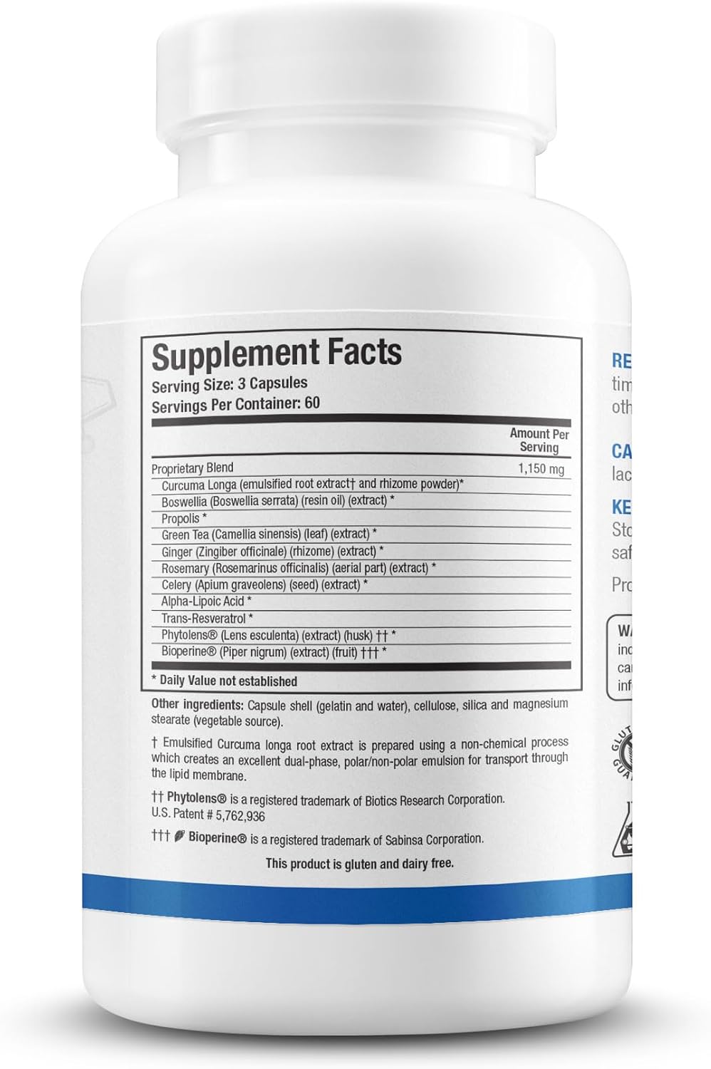 High Absorption Turmeric Supplement Capsules with Curcumin, Boswellia, Propolis & Ginger - 1150mg/Svg, Non-Swelling Support, Antioxidant Blend - 180 Capsules by Biotics Research