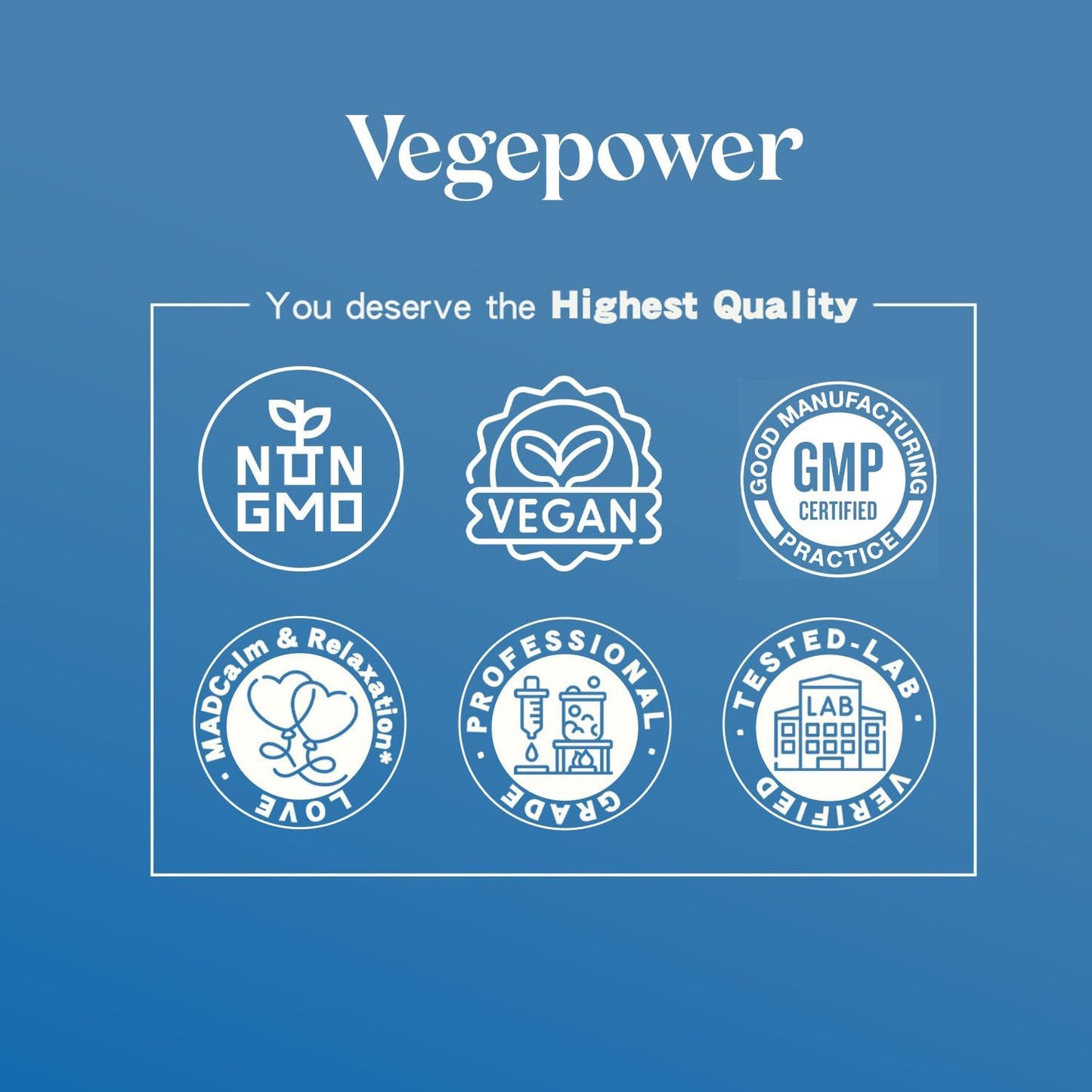 High Absorption VEGEPOWER Magnesium Glycinate Supplements with Vitamin B6, Zinc, and D3 - 1600mg Chelated Magnesium for Sleep, Muscle, Bone, Immune Health - Vegan, Non-GMO - 90 Capsules