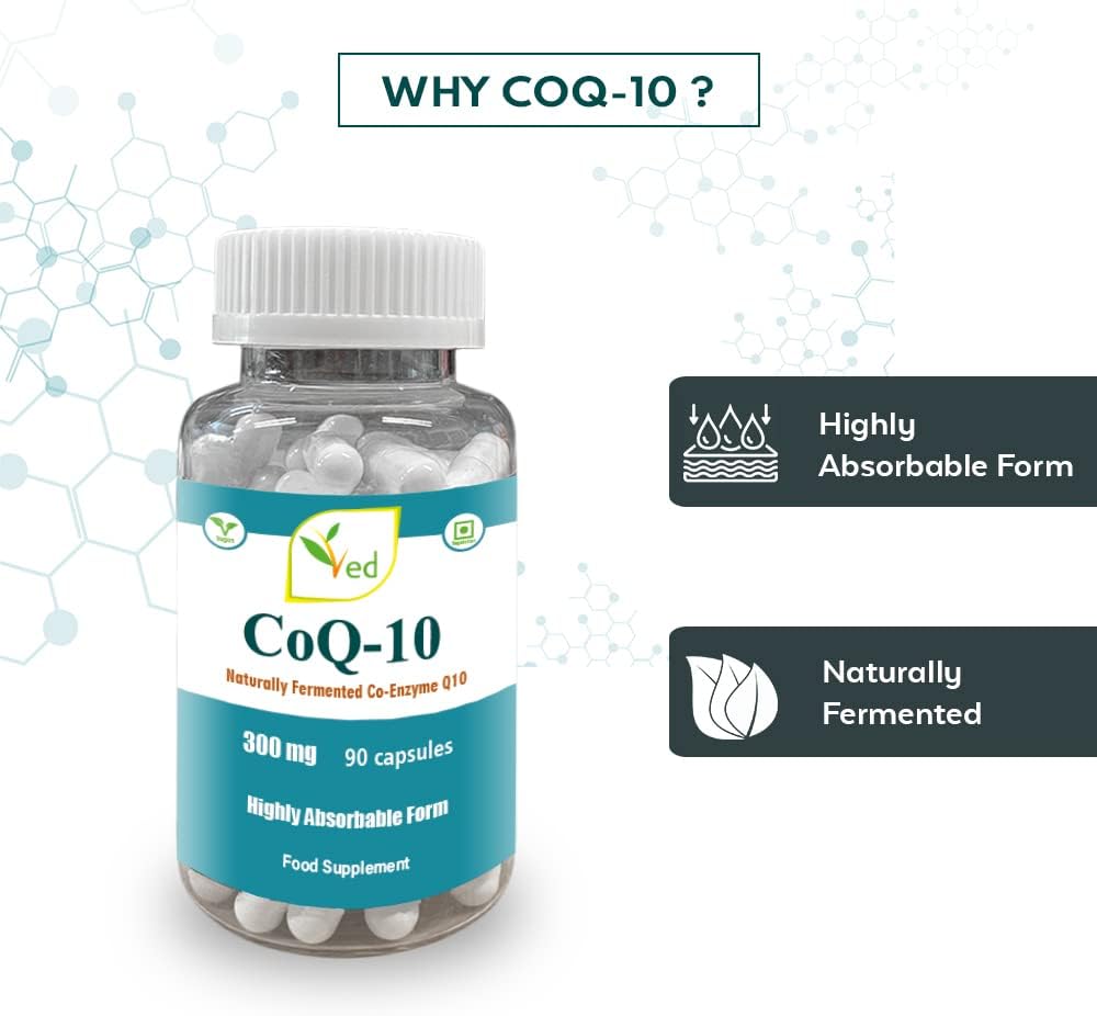 High Absorption Vegetarian CoQ10 Dietary Supplement - 300mg, 90 Veggie Capsules - Gluten Free