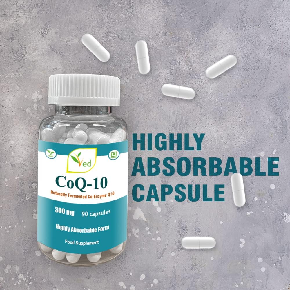 High Absorption Vegetarian CoQ10 Dietary Supplement - 300mg, 90 Veggie Capsules - Gluten Free