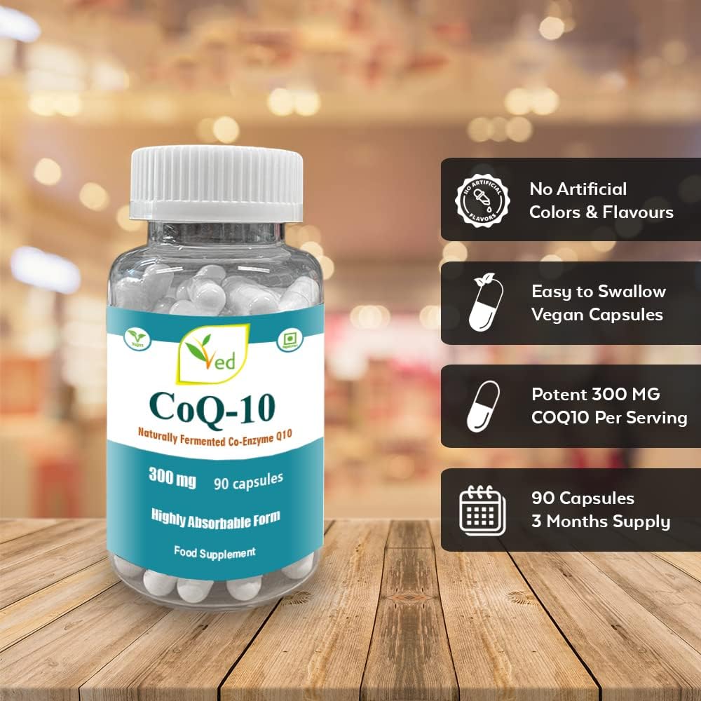 High Absorption Vegetarian CoQ10 Dietary Supplement - 300mg, 90 Veggie Capsules - Gluten Free