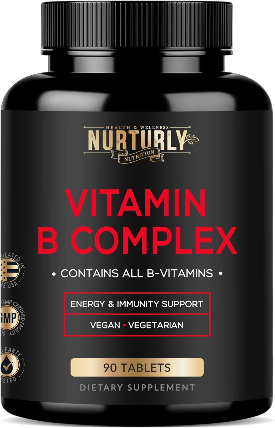 High Absorption Vitamin B Complex with Turmeric Curcumin, Ginger, and BioPerine - Essential B Vitamins B1, B2, B3, B5, B6, B7, B9, B12, and Biotin Included