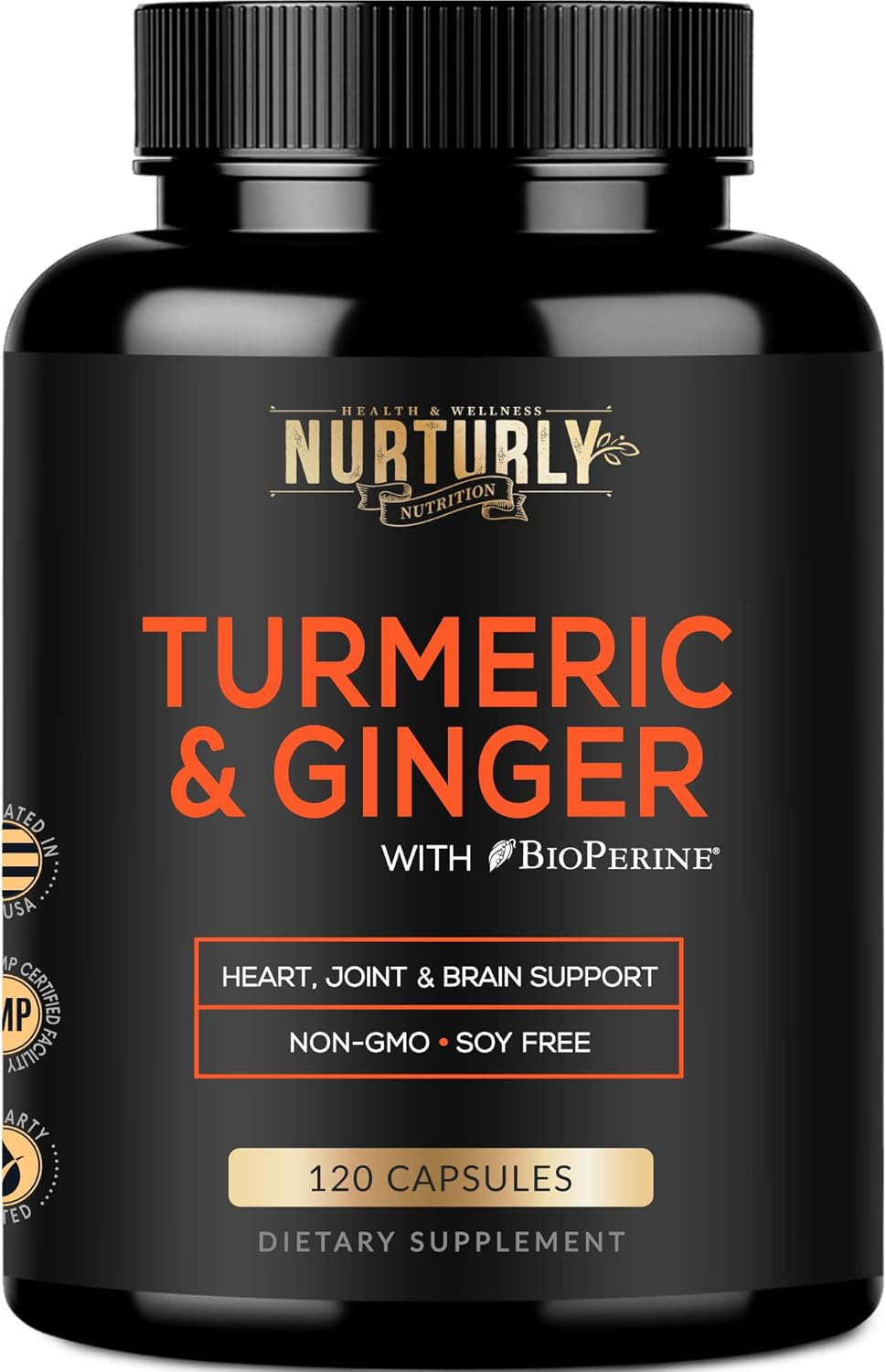 High Absorption Vitamin B Complex with Turmeric Curcumin, Ginger, and BioPerine - Essential B Vitamins B1, B2, B3, B5, B6, B7, B9, B12, and Biotin Included