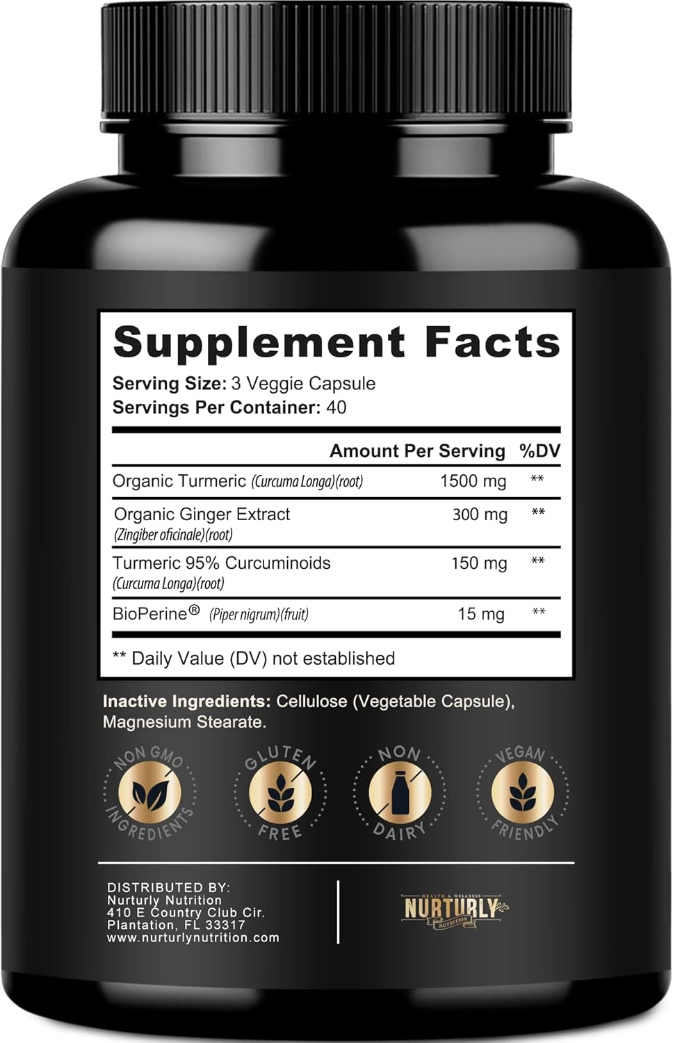 High Absorption Vitamin B Complex with Turmeric Curcumin, Ginger, and BioPerine - Essential B Vitamins B1, B2, B3, B5, B6, B7, B9, B12, and Biotin Included