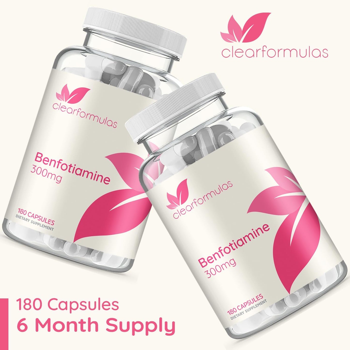 High Absorption Vitamin B1 Benfotiamine 300mg Supplement for Heart and Nerve Support - Vegan Non-GMO Gluten Free - Fat Soluble Thiamine B1 (180 Servings)