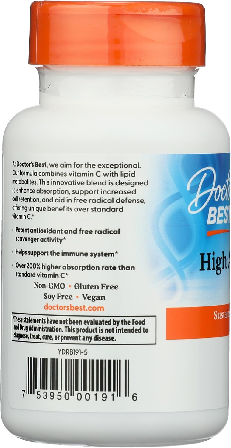 High Absorption Vitamin C Sustained Release Tablets for Immune Support - Non-GMO, Gluten Free, Soy Free, Vegan - 60 Tablets by Doctor's BEST