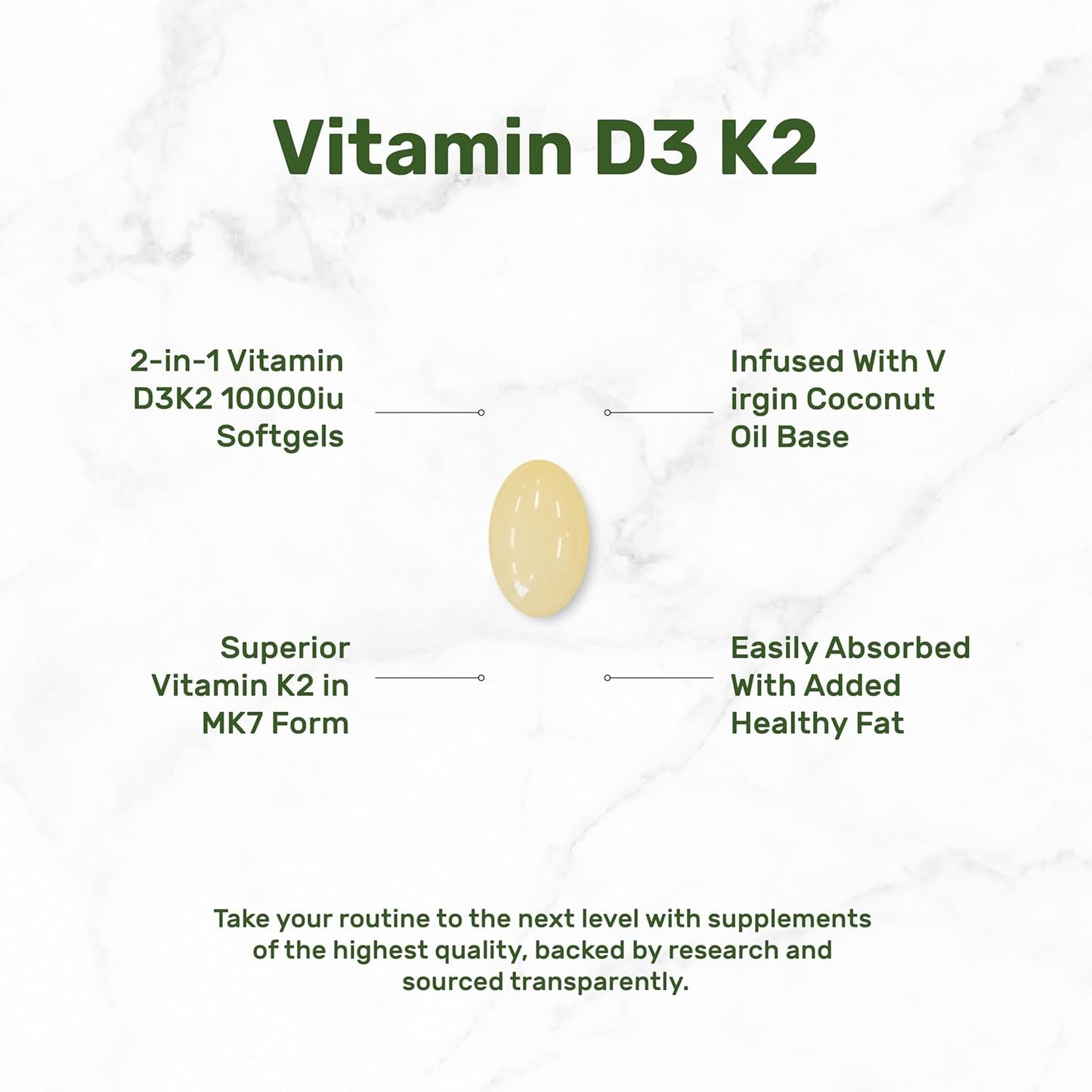 High Absorption Vitamin D3 10,000iu & K2 200mcg Softgels Bundle with Berberine & Yohimbine - Essential Sunshine Vitamins with Coconut Oil - Hydrochloride HCl Forms for Maximum Benefits