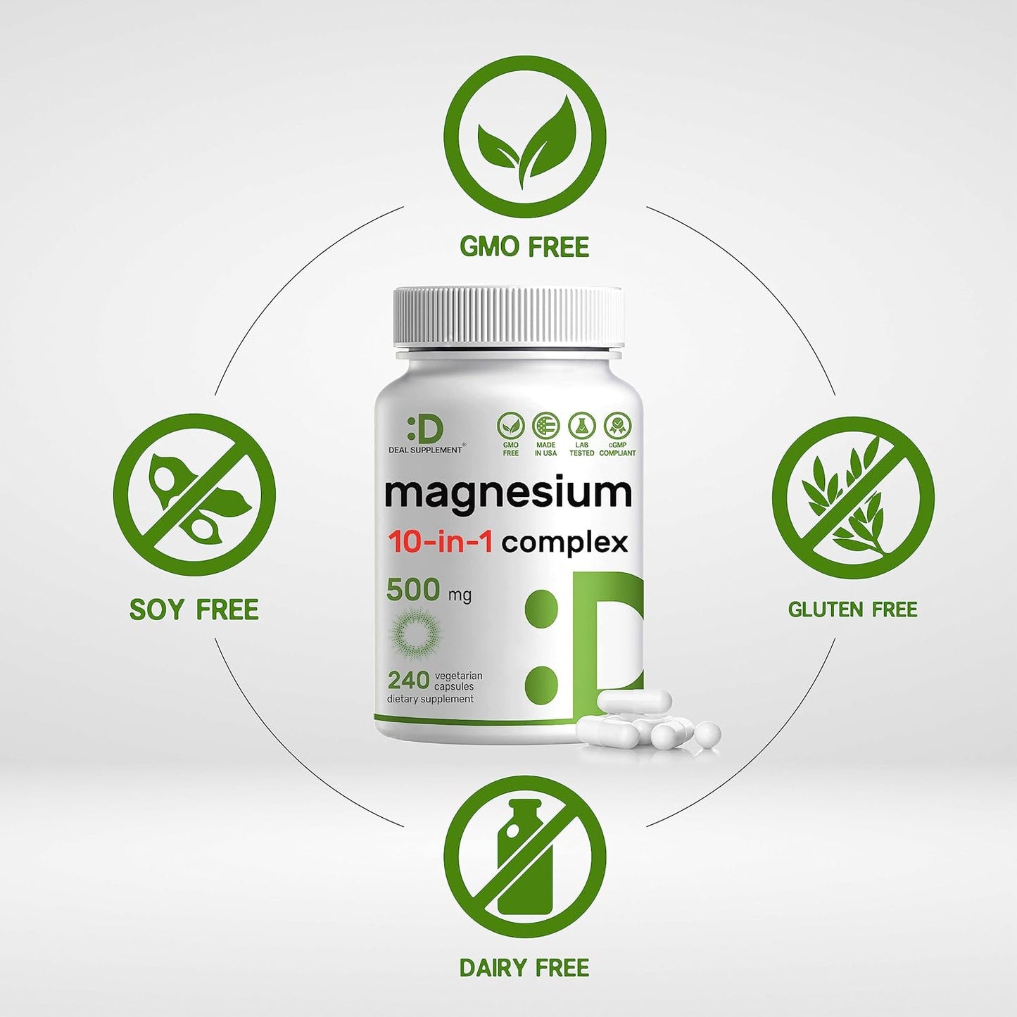 High Absorption Vitamin D3 and K2 Bundle with Magnesium Complex - Sunshine Vitamins with Coconut Oil - Chelated Minerals - 10-in-1 Formula